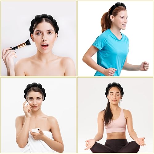 Miniatura 6 de Diadema de spa para lavar la cara con pulsera, diademas de esponja de maquillaje para mujeres, diadema de burbujas para el cuidado de la piel para