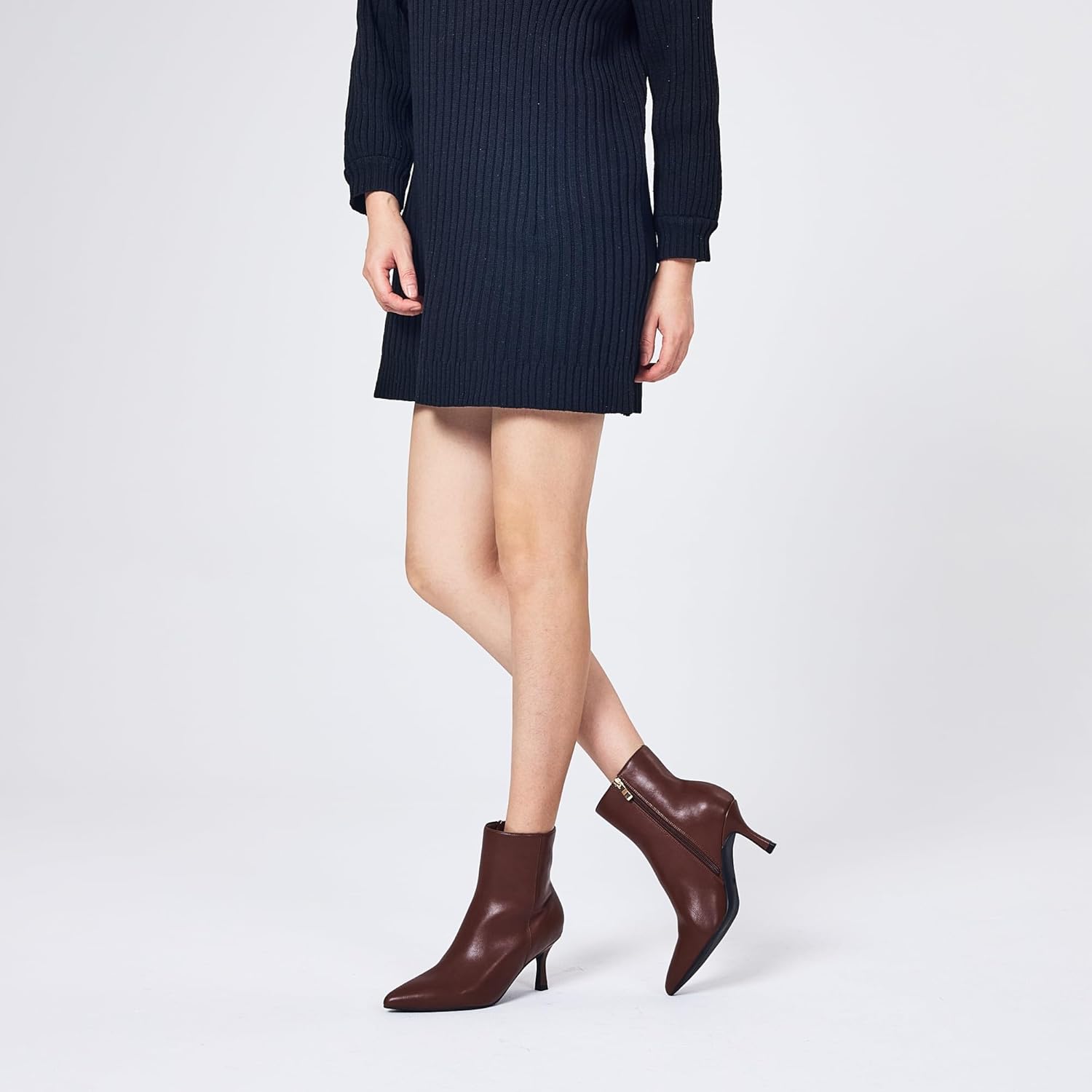 Elisabet Tang Women's Pointed Toe Booties 3 inches Heels Ankle Boots with Side Zipper Dressy Comfy Work Formal Winter Fall - Image 8