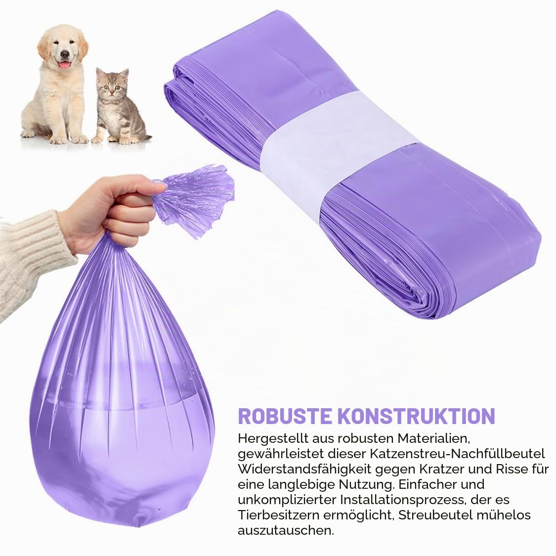 Nachfüllbeutel für Katzenstreu 4 Stück Nachfüllpackung Windeleimer Nachfüllfolienringe kompatibel mit Nachfüllkassette Litter Locker Katzenstreu Eimer