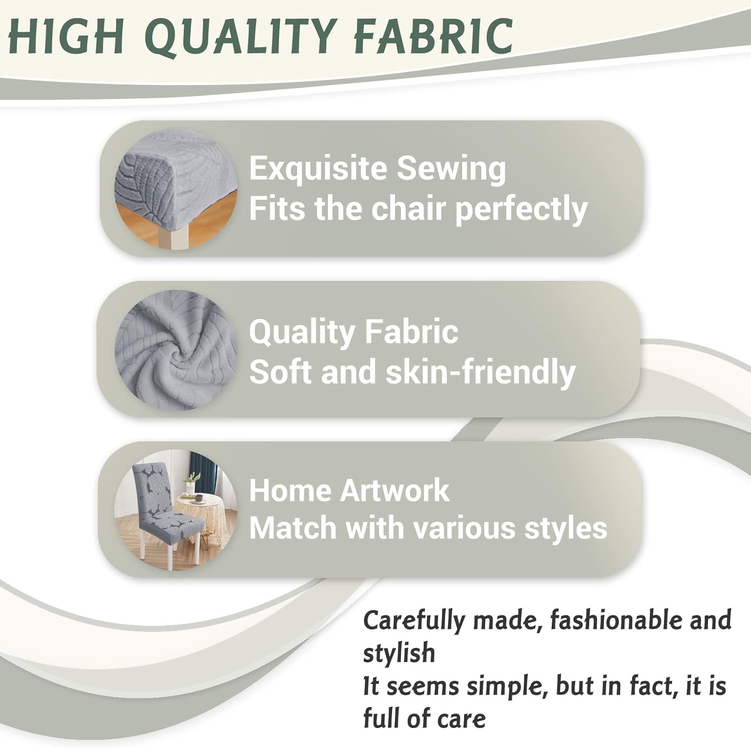 Dining Room Chair Covers Set of 6 Stretch Spandex Kitchen Chair Protector Slipcover Removable Washable Dining Chair Covers for Home, Party, Ceremony, Banquet (Dark Grey)