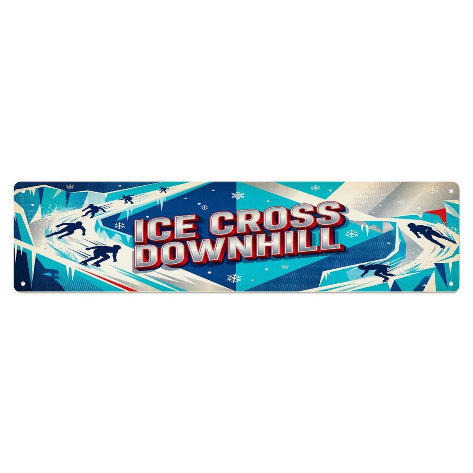 Cmhok Vintage Style Vintage Ice Cross Downhill Outdoor Activity Sports Metal Tin Sign Wall Decor For Cafe, Club, Garden Metal Poster 4X16inch