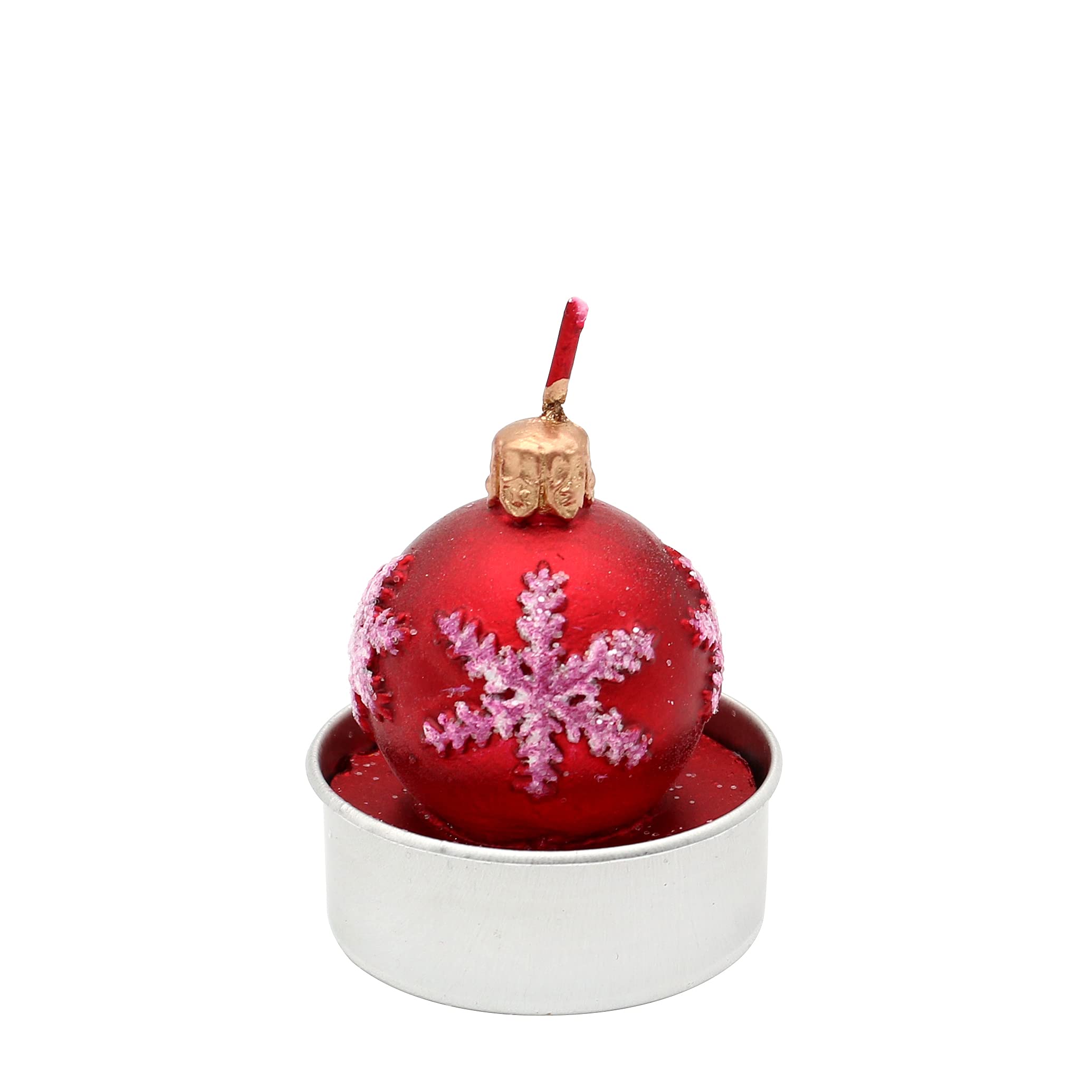 Dekohelden24 6-częściowy zestaw świeczek typu tealight bombki choinkowe w kolorze czerwonym, wymiary każdej świeczki typu tealight dł./szer./wys.: 4 x 4 x 5 cm.