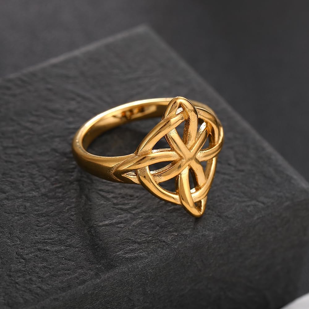 NIGHTCRUZ Witches Knot Ring, Stainless Steel Rings with Witch Knot, Celtic Jewelry for Women Gold - Image 2