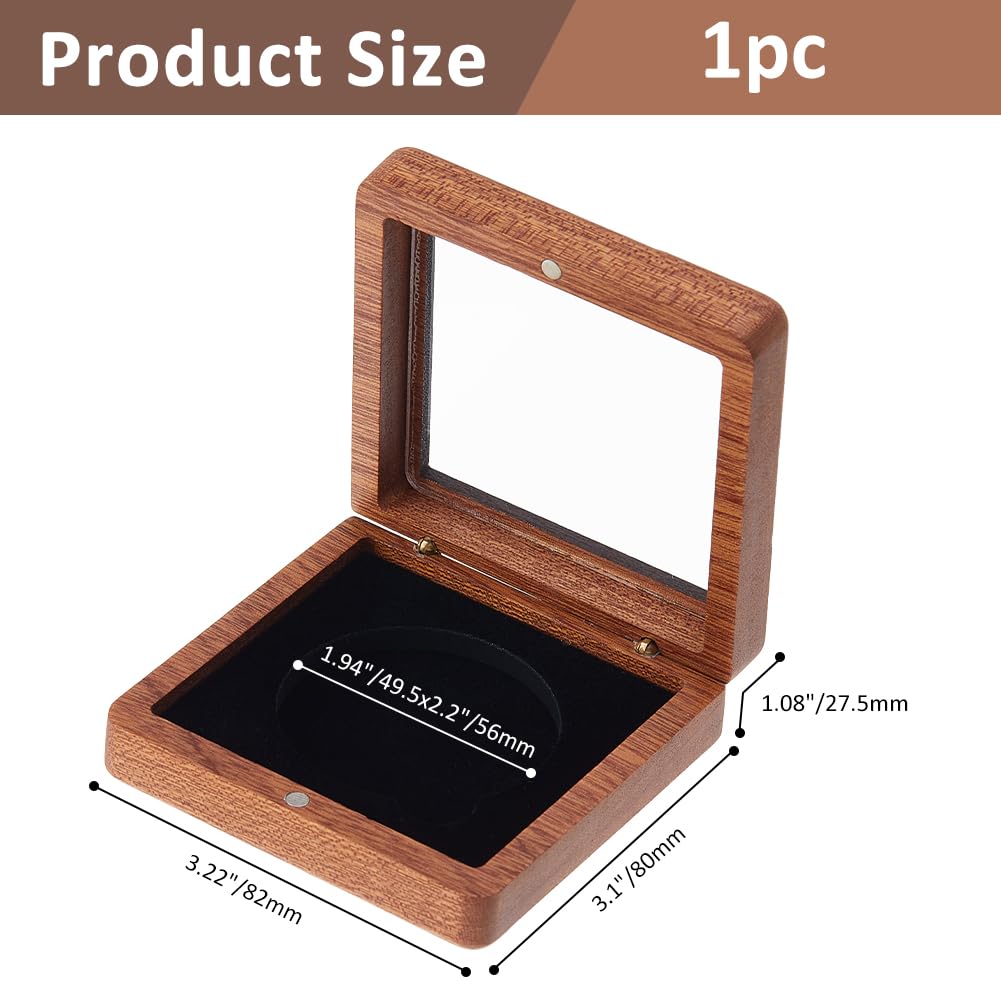 SUPERFINDINGS Single Coin Storage Case Wood Challenge Coin Dispaly Case Coins Presentation Box with Black Velvet 5cm Slot Coins Holder with Clear Top Window for Collection - Image 2