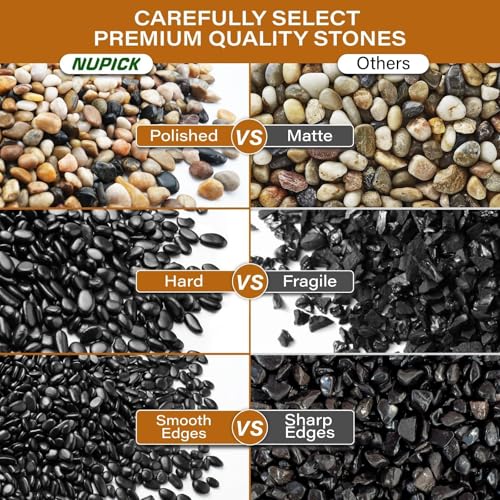 Image of NUPICK 12lb River Rocks for Plants Indoor, 3 /8 Inch Mixed Pebbles for Vase Fillers, Decorative Pea Gravel for Fish Tank, Natural Polished Stones for Succulent, Bonsai, Landscaping, Bird Baths