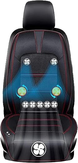 Earwig Protector Seat Cushion Cooling Car Seat Cushion 12V Automotive Breathable Seat Cover Ventilated Cushion with 8 Fans...