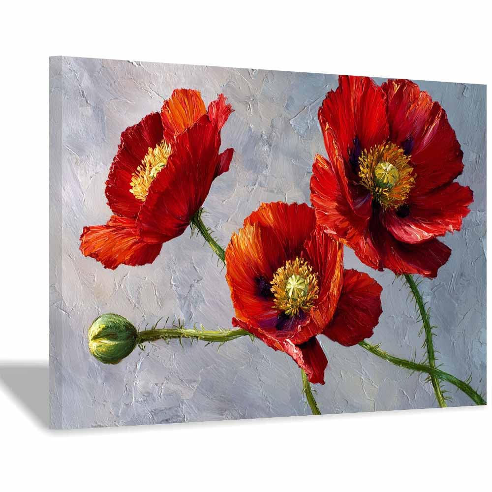 Hoqiu Multicolor Flower Posters Red Poppy Oil Painting Modern Canvas Wall Art, Decorative Paintings, Canvas Painting Wall Art For Home Decor.(Multicolor)-70X100cm Framed
