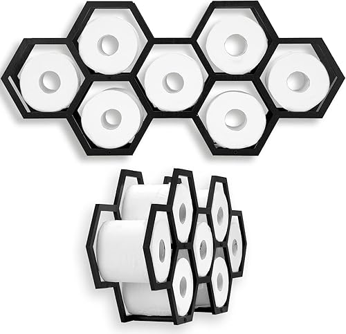 Soporte de papel higiénico de panal de abeja, soporte para 7 rollos, moderno soporte flotante de papel higiénico de panal de abeja, estantes