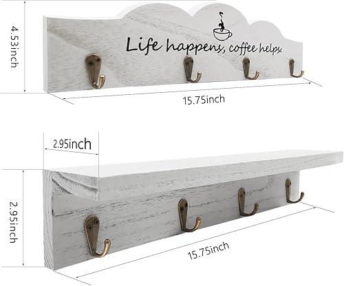 Miniatura 10 de Ismosm Soporte para tazas de café 2 piezas decoración de pared de cocina soporte para tazas de café con 8 ganchos resistentes estante para tazas