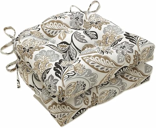 Pillow Perfect Cojín floral para interiorexterior con lazos, acolchonado, resistente a la intemperie y a la decoloración, 17 x 17.5 pulgadas,