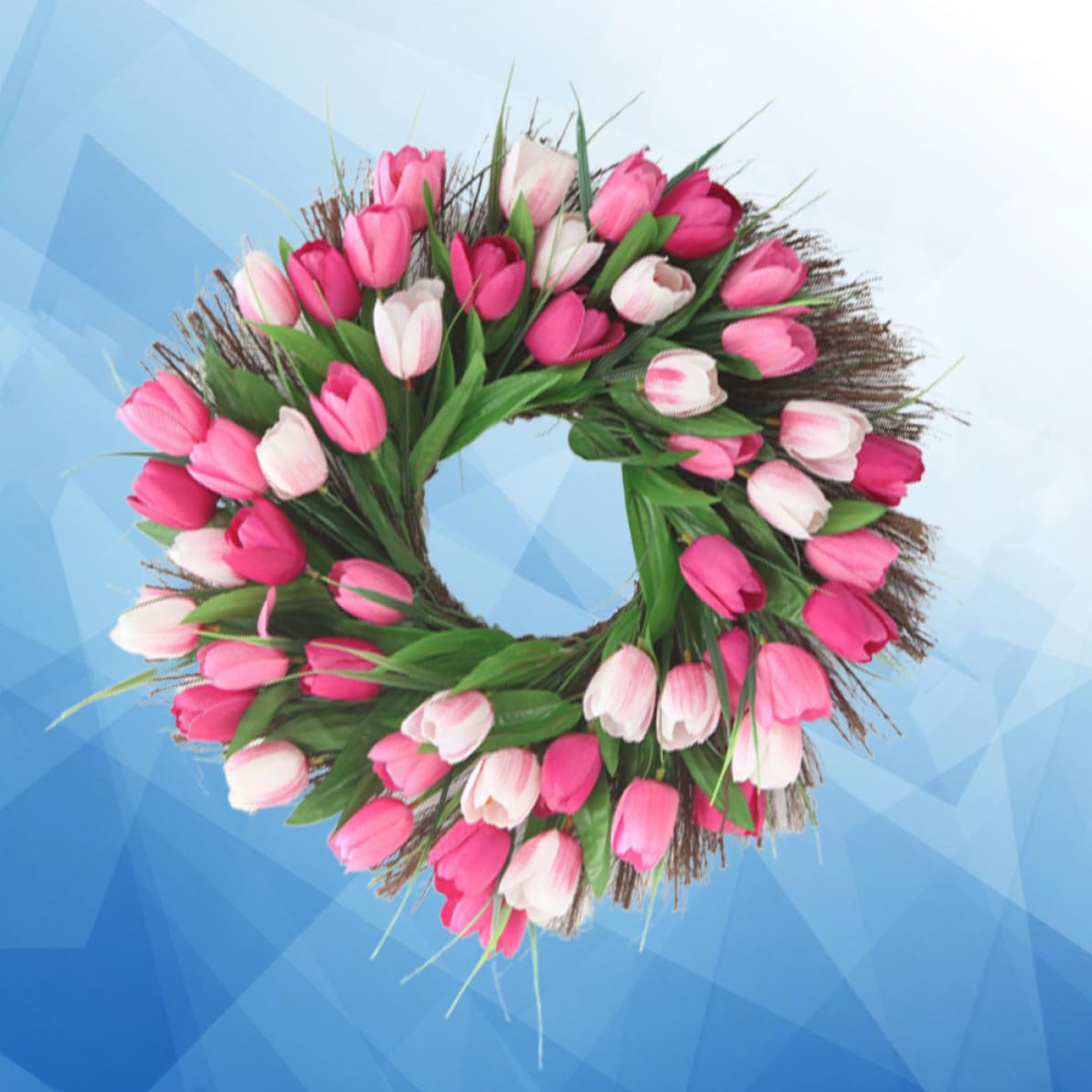 Beavorty Künstliche Blumenförmig Stoff aus Rattan Rosa und Tulpengirlande Leicht ohne Gießen Naturgetreu für Hochzeit und Outdoor Deko