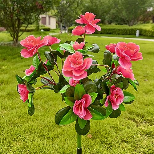 SPORTARC 2PCS Outdoor Solar Flower Lights, Solar Rhododendron Lights, LED Flower Stake Lamp, IP65 Waterproof for Outdoor Yard Garden Patio, Rose