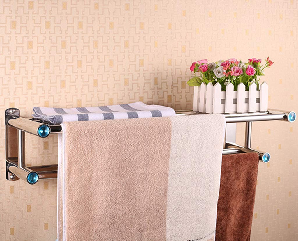Porte-serviettes double mural 60cm en acier inoxydable de salle de bain