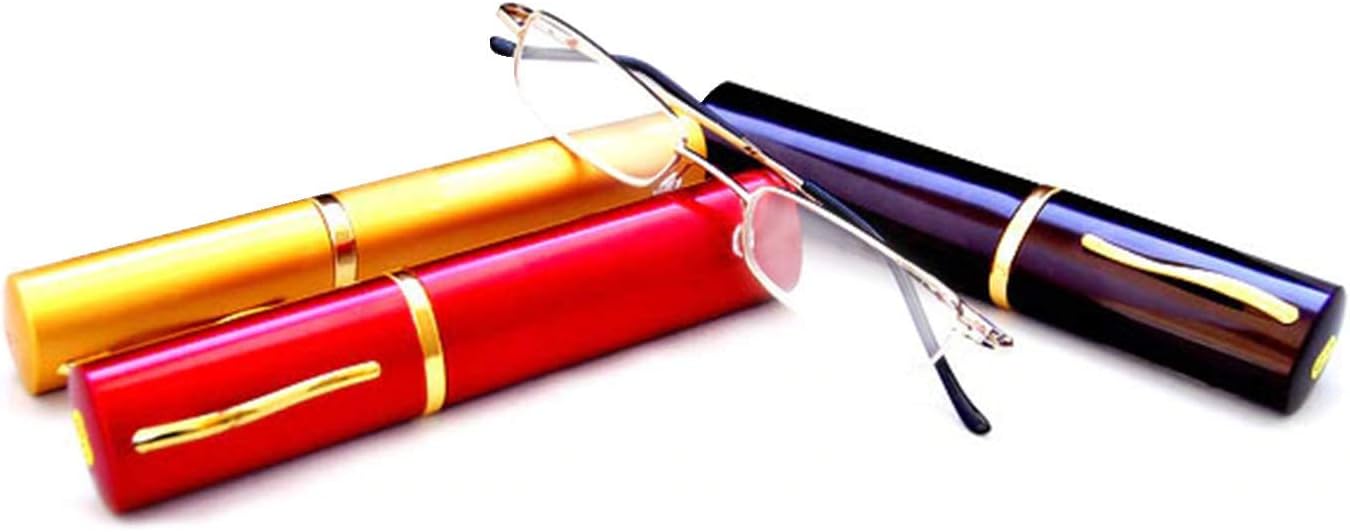 Boomer Eyeware Extra Pair of Deluxe Tube Readers, High-Quality Pocket Reading Glasses for Men & Women, 3.25, Assorted Colors, 3 Pack