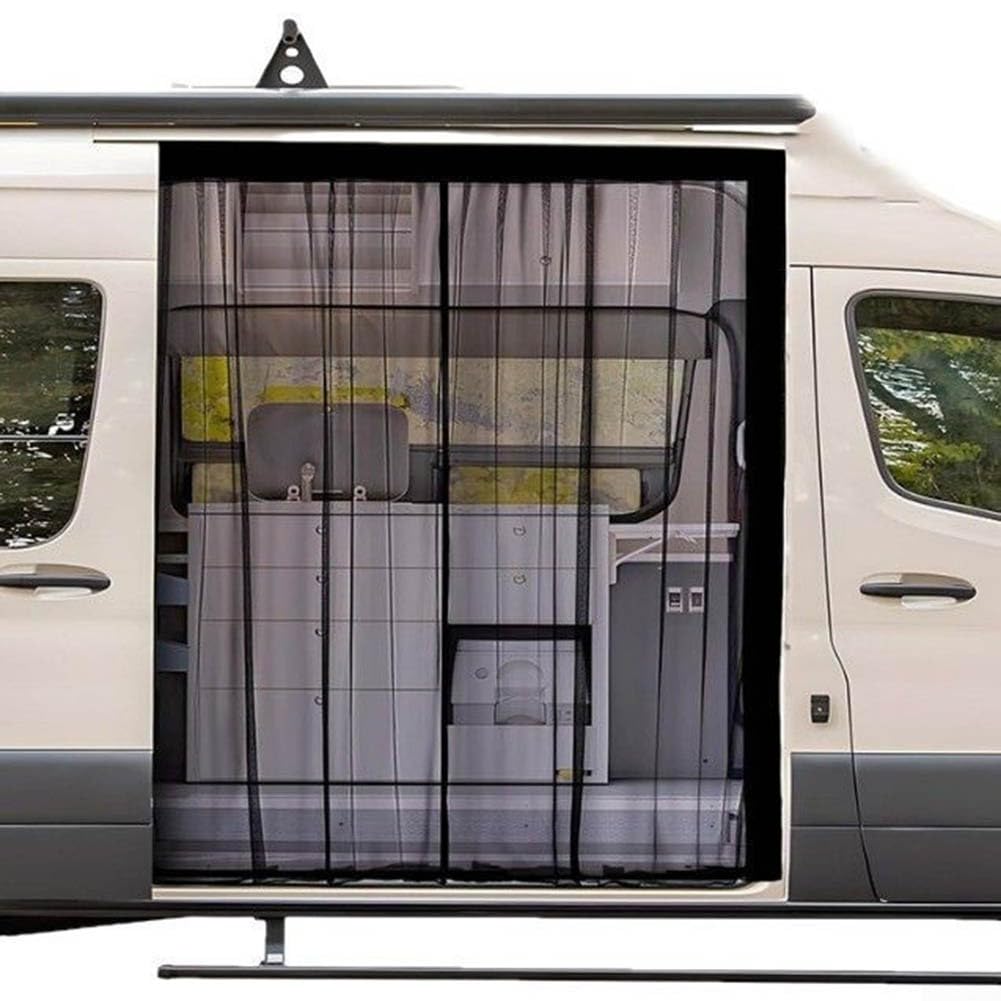 Magnetischer Fliegengitter, 180,3 x 149,9 cm, Wohnmobil-Vorhang, zentraler magnetischer Fliegengitter für Mercedes-Benz Sprinter, Vans und andere Camper, geeignet für