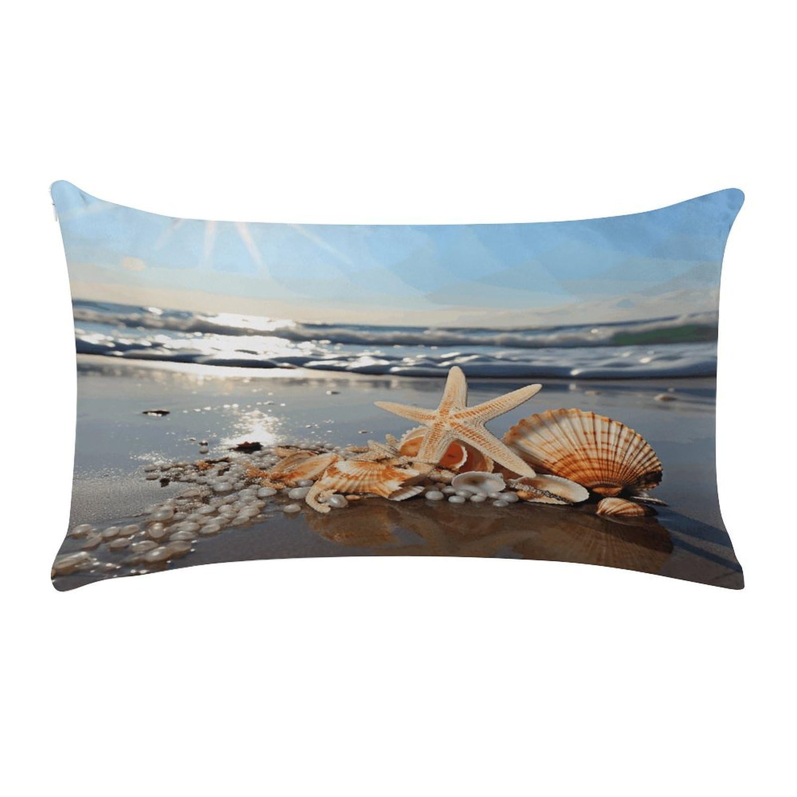 Adfgyerh Style Seashells On The Beach Pillow Covers，20X12inch,Invisible Zipper Design，Throw Pillow Cover,Short Plush，Ultra-Soft Fabric On Both Sides Home Decor，For Home Sofa Couch