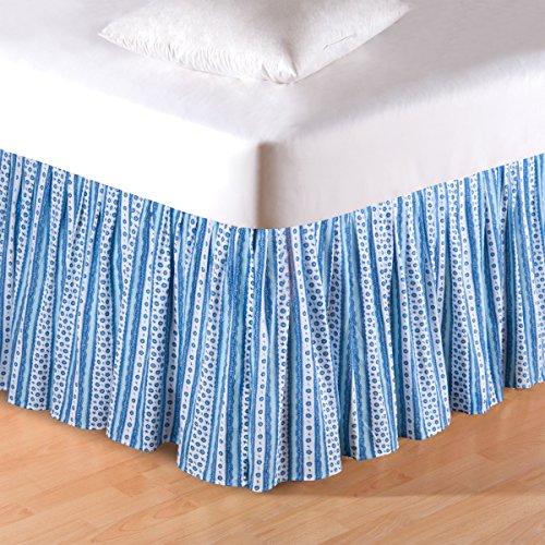 C&F Home Colonial Williamsburg Hampstead Stripes Queen Bed Skirt Drop Length: 18 Inches Queen Bed Skirt Blue