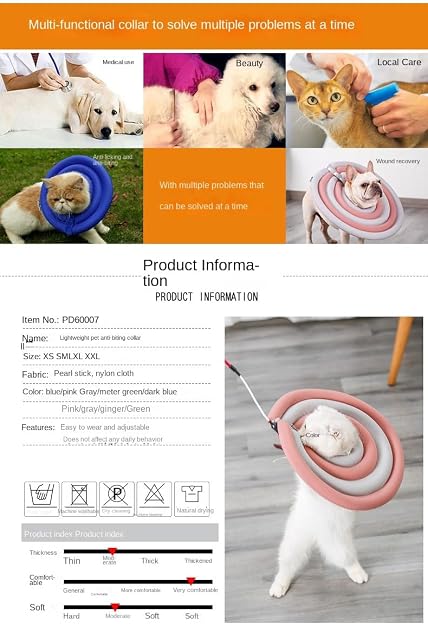 Foto 4 de 5 de Collar de cono para perro, collar inflable de dona para el cuello de perro, alternativa después de la cirugía