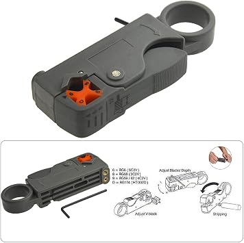 14Pcs Coaxial Cable Compression Crimping Tool RG59 RG6 Coax Crimper Tool Kit Cable Stripper and Cable Crimper Coaxial Cable Cutter with 10Pcs Compression Connectors