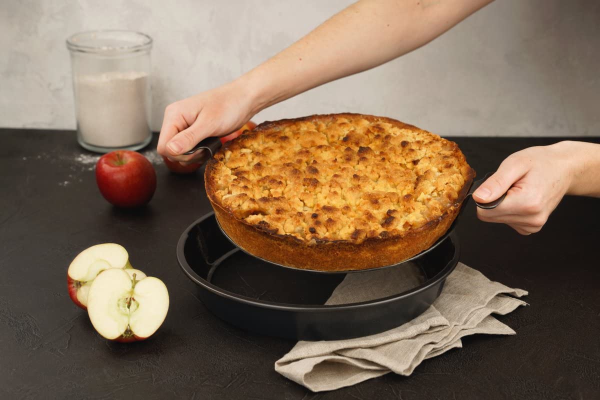Zenker Forma do tarty z dnem podnoszącym – średnica 28 cm – okrągła forma do ciasta z powłoką zapobiegającą przywieraniu – forma do pieczenia z wyjmowanym dnem na tarty, quiche i co., czarna, 3862