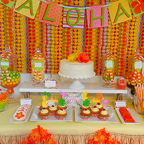 Set Of 36 Hawaiian Luau Cupcake Toppers Glitter Palm Leaves Pineapple Flamingo Aloha Flower Coconut Tree Shape Cake Food Picks For Tropical Summer Wedding Party Decorations Supplies #TOP6