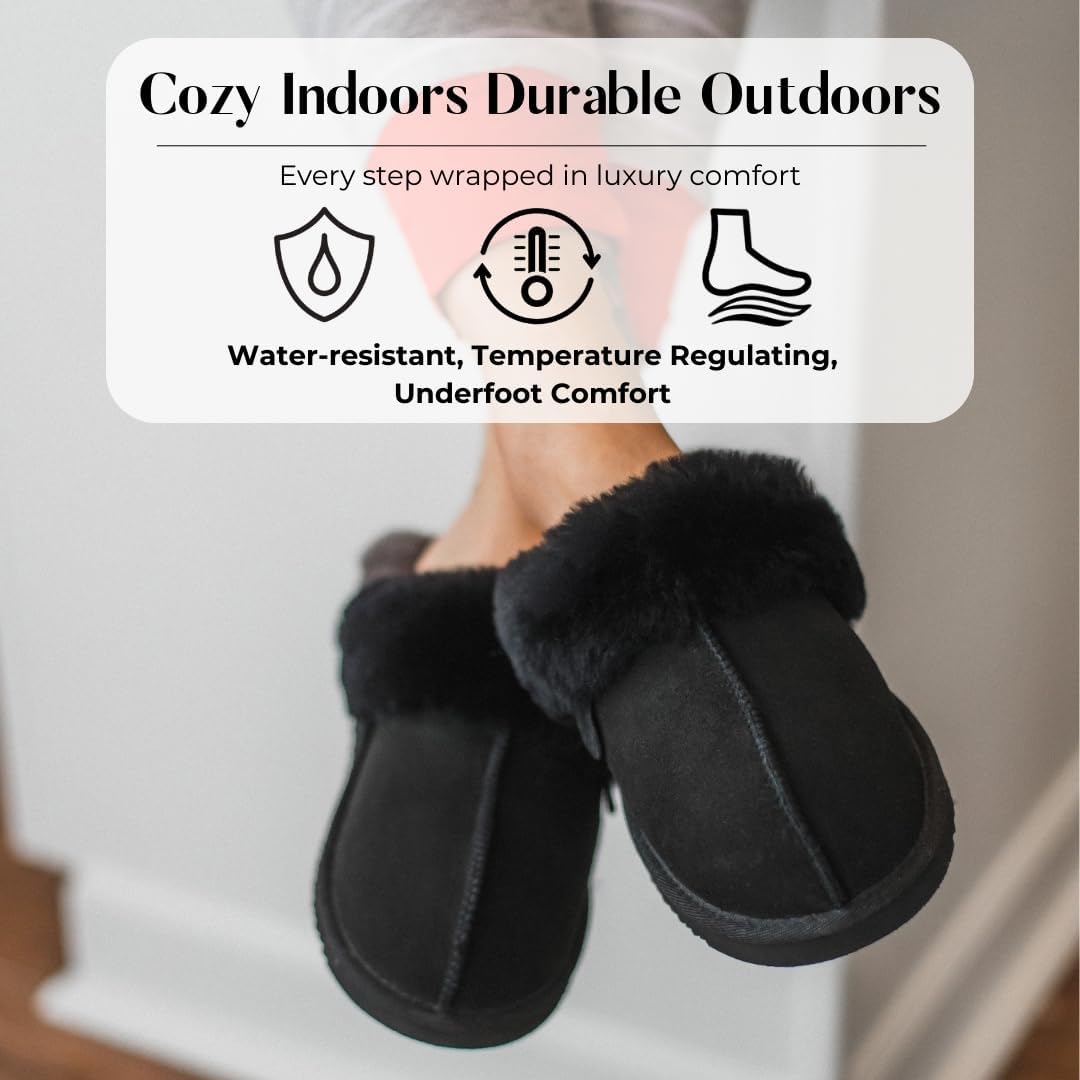 Fireside by Dearfoams Women's Fireside Sydney Shearling Fur Indoor/Outdoor Scuff Slipper With Wide Widths - Image 6