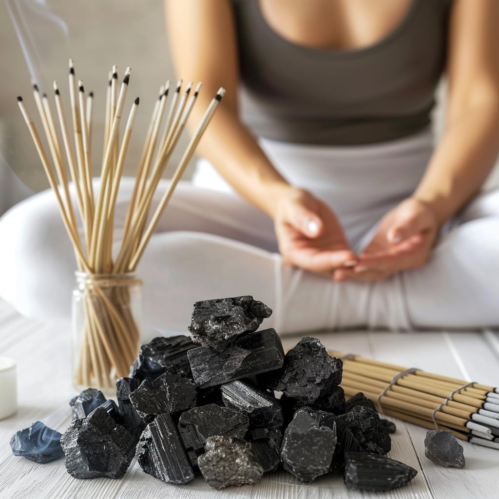 Luckeeper 0.5 lb Black Tourmaline Bulk Raw Crystals and Healing Stones for Tumbling, Wire Wrapping, Wicca Reiki,Meditation