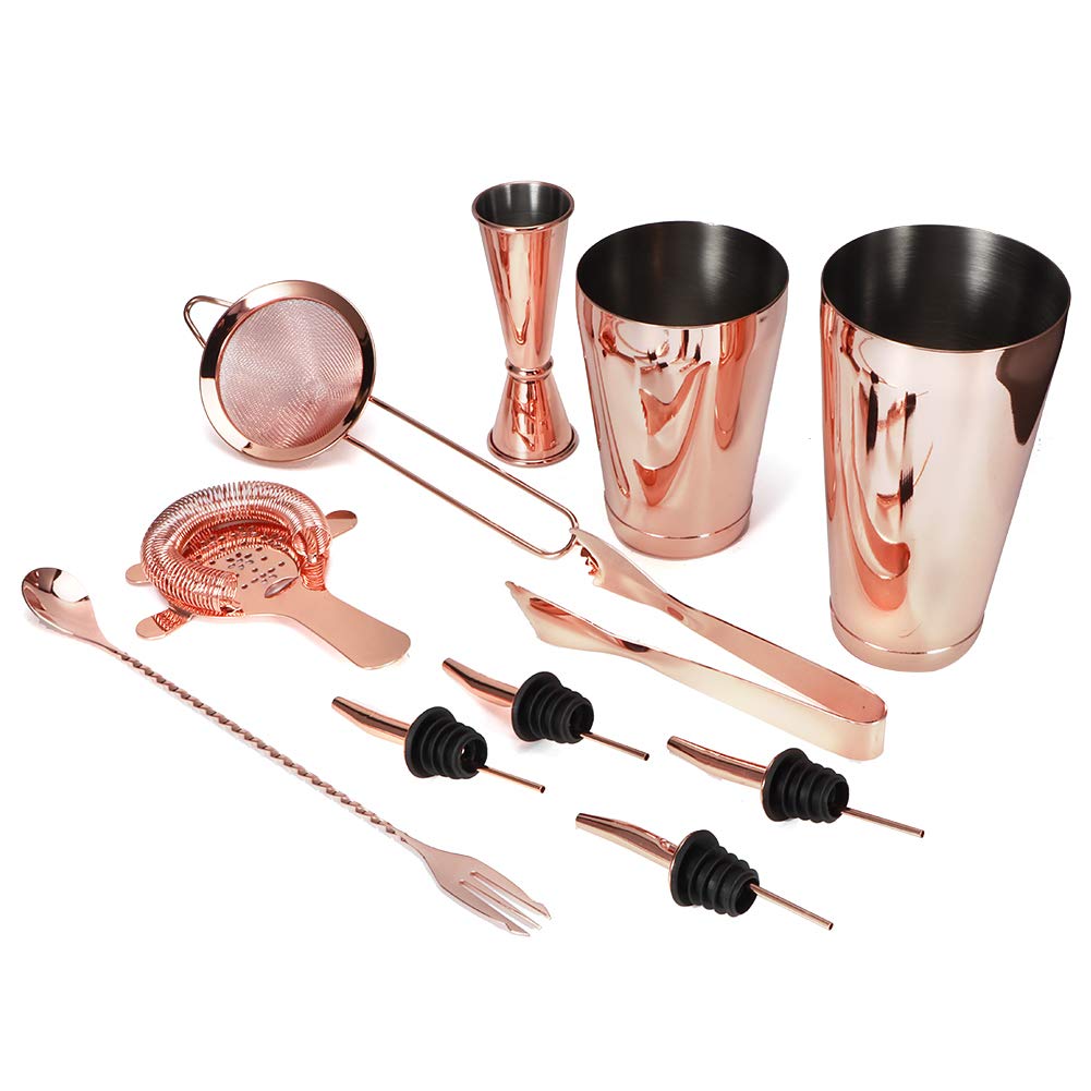Juego De Coctelera De 11 Piezas, Juego De Coctelera, Juego De Herramientas De Coctelera Profesional De Acero Inoxidable Multifunción Juego Completo De Herramientas(Rose Gold)