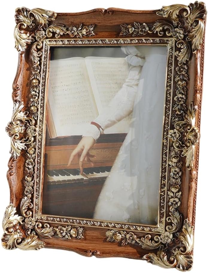 REDYY Picture Holder,Elegant Resins Photo Frame Vintage European Styles Flower Carvings Desktop and Wall Hanging Picture Holder Home Decors