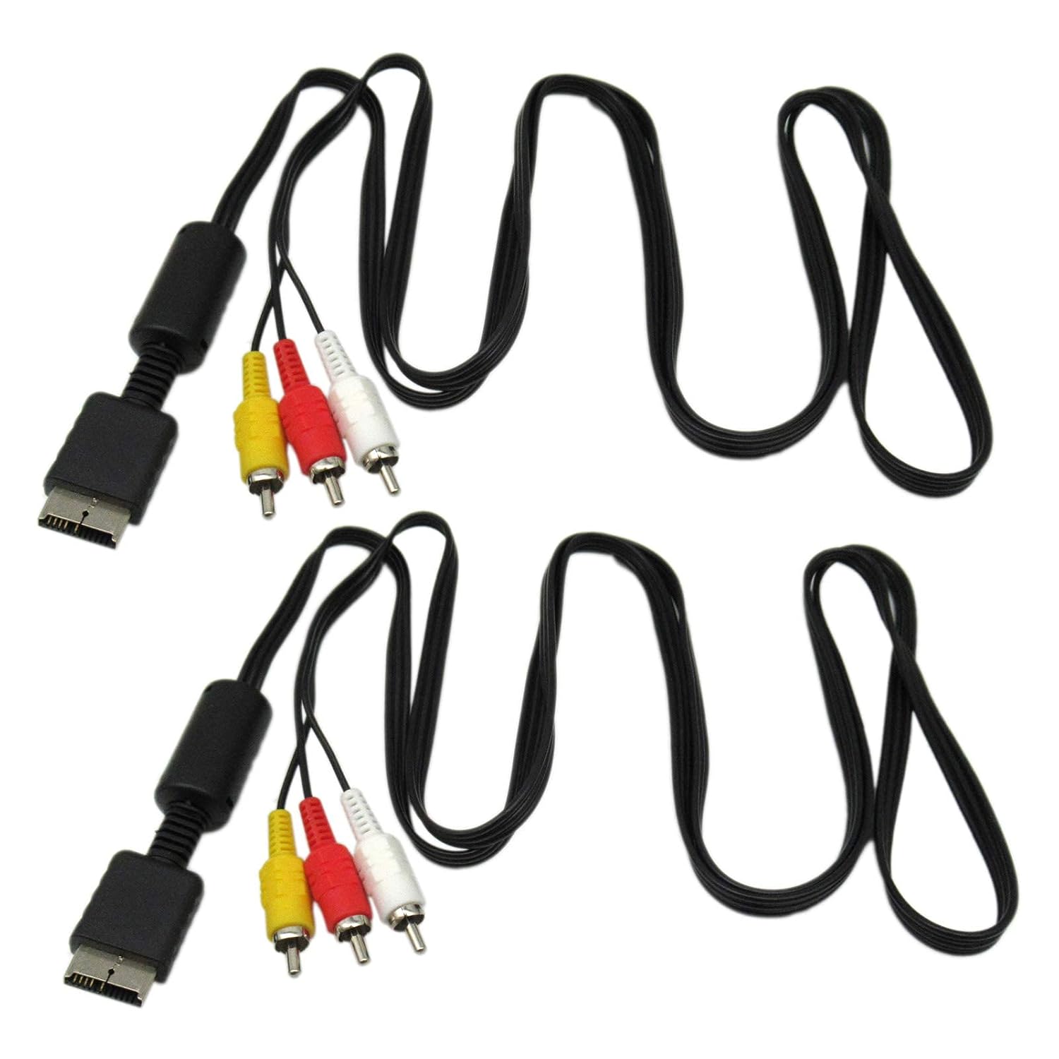 RIUSE AV TV RCA Audio Video Cord Cable for Playstation PS1 PS2 PS3 2Pack