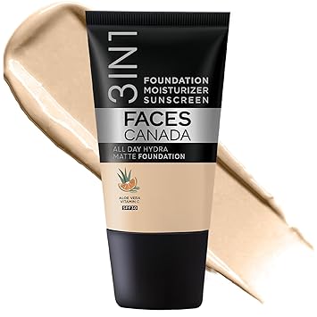 FACES CANADA All Day Hydra Matte Foundation - Mini | 3in1 Foundation + Moisturizer + SPF 30 | 24 HR Aloe Hydration & Vitamin C | 10HR Wear | Medium to High Buildable Coverage | Absolute Ivory (18 ml)