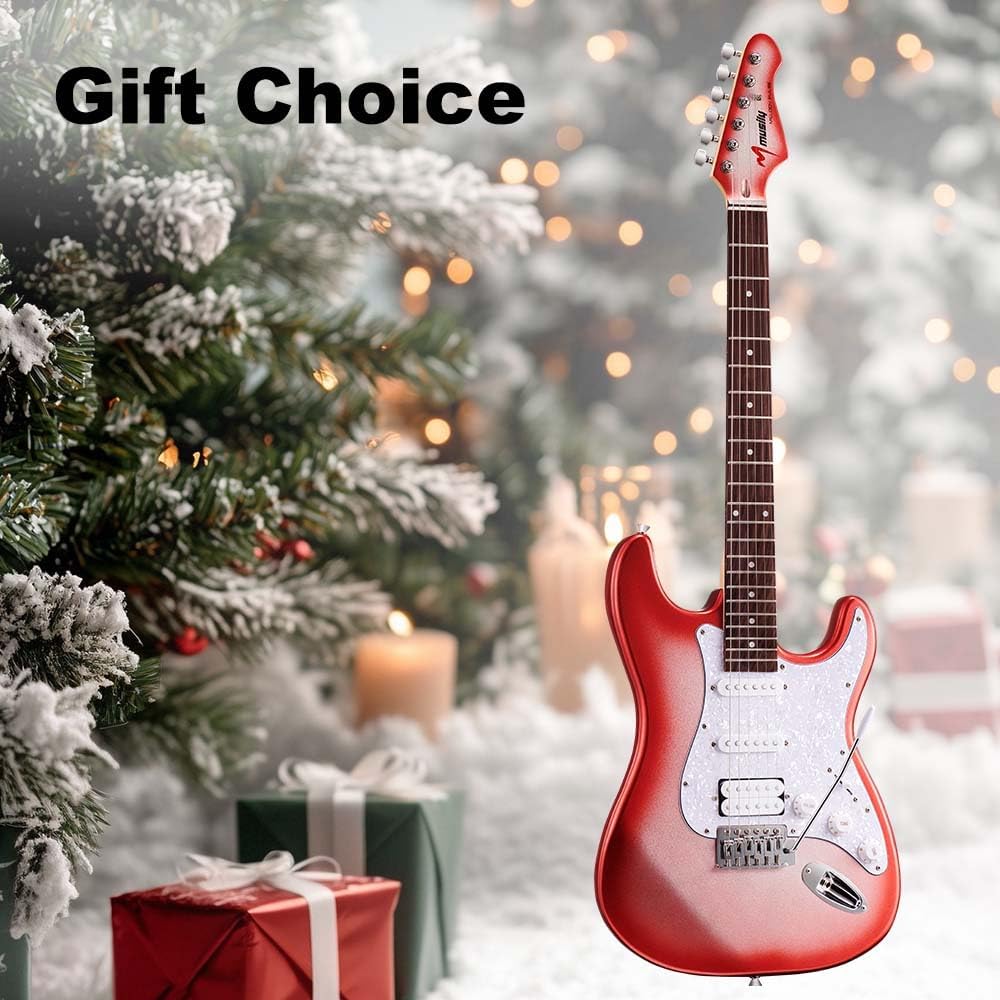 39in Electric Guitar Kit, Full Size Beginner Electric Guitar Starter Kit, Solid Body HSS Pickup with Guitar Strap, Cable, Picks, Strings (CandyAppleBurst)
