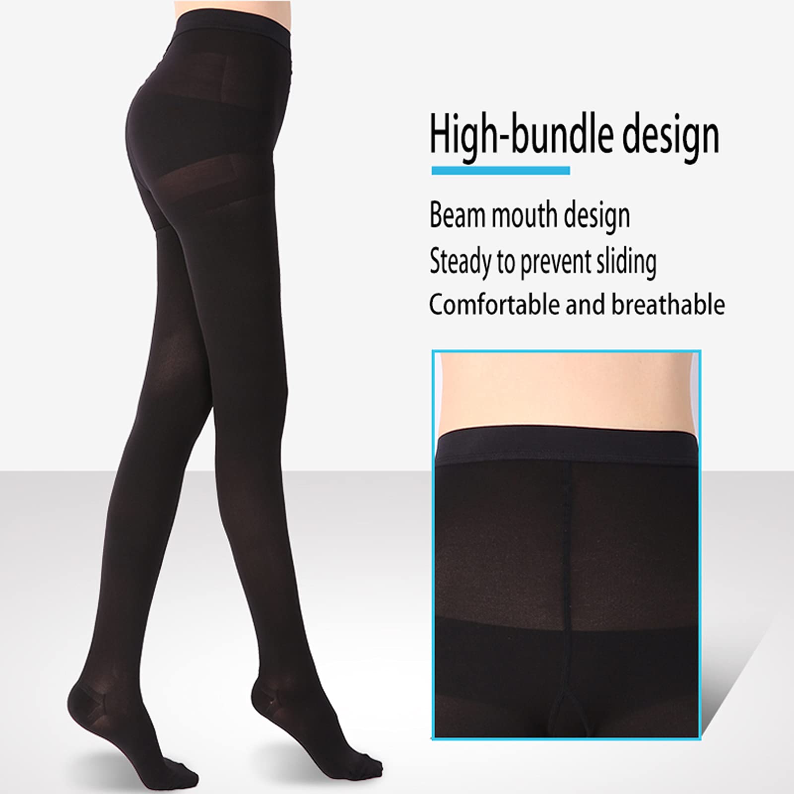 Medias elásticas Venas varicosas Calcetines Pantimedias Dedos Cerrados Tobillo Guardia Medias de compresión para Deportes Correr Recuperación Espinilleras,Flesh,XXL (Black L)