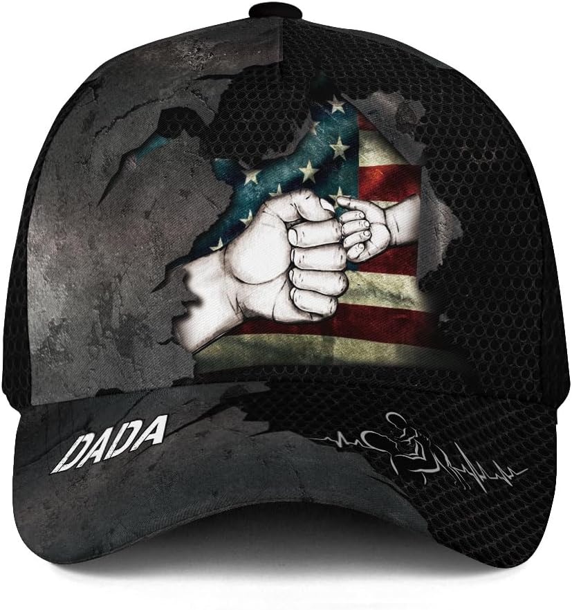 CHIARA CONTI11 Dada Hat, Fathers Day Hats for Men, Cap for Dads, Daddy Hats Men, Fist Bump American Flag Baseball Cap