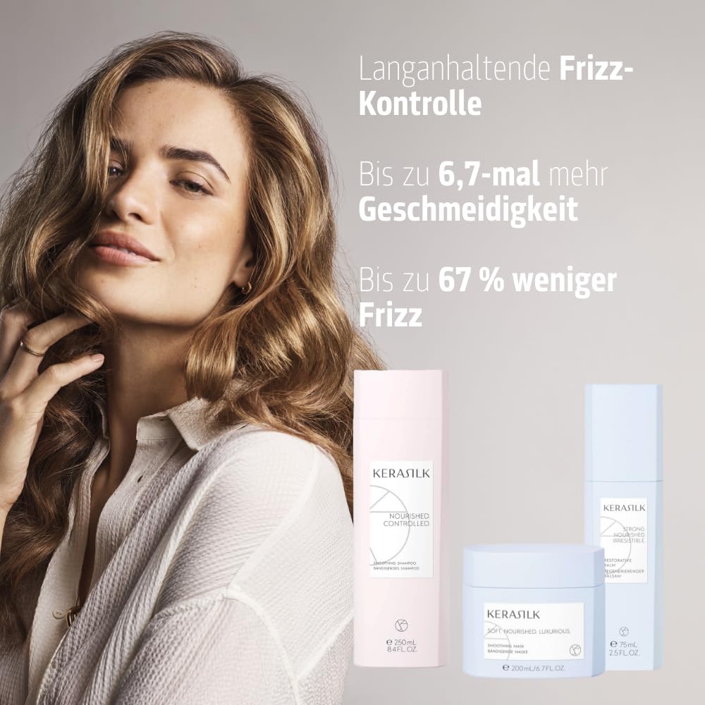 Kerasilk Anti-Frizz Pflegeroutine mit Shampoo, Haarmaske & Balsam. Für unruhiges Haar, Gegen Frizz