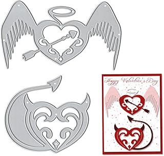 Metal Heart Background Die Cuts for Card Making, Angel Heart Wing Cupid's Arrow Heart Frame Background Cutting Dies for DI...