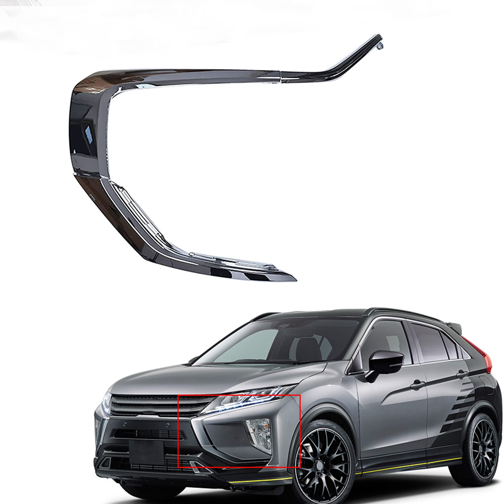 waltyotur 3Pcs Chrome Front Left Driver Side Bumper Trim Molding Strip Set Replacement for Mitsubishi Outlander 2016-2019 6407A141 6407A145 6407A143