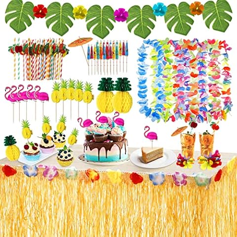 URBZUE Hawaiano Luau Falda de Mesa Set de Decoración Cover