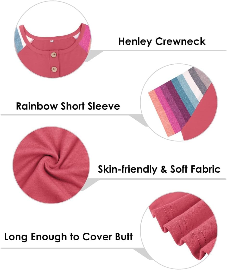 TIYOMI Plus Size Henley Tops Short Sleeve Shirts for Women Summer Tunics XL-5XL - Image 6