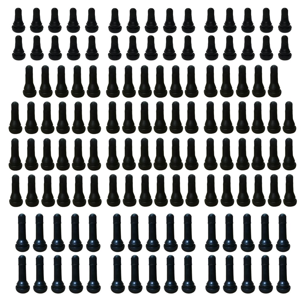 130Pcs TR412 TR413 TR414 Tubeless Valve Stems, Black Rubber Snap-in Valves Tubeless Tire Valve Stems Replacement for Tubeless 0.453 inches Rim Holes on Standard Auto Tires