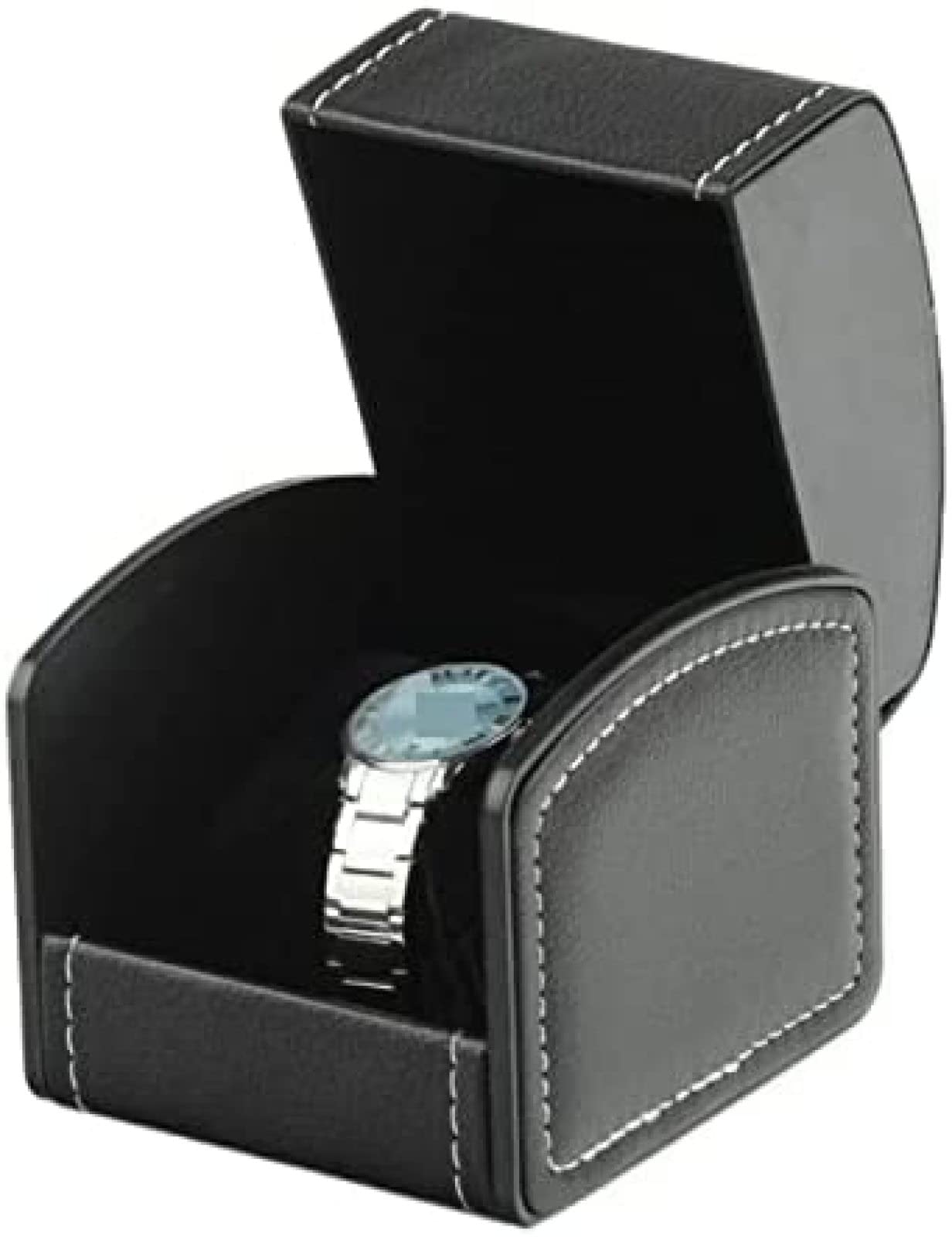 YNBSHGAA Jewelry Box Travel Watch Case Single Slot Watch Box Leathery Jewelry Storage Case Jewelry Bracelet Display,Brown,9X10X8cm,Black-9X10X8cm