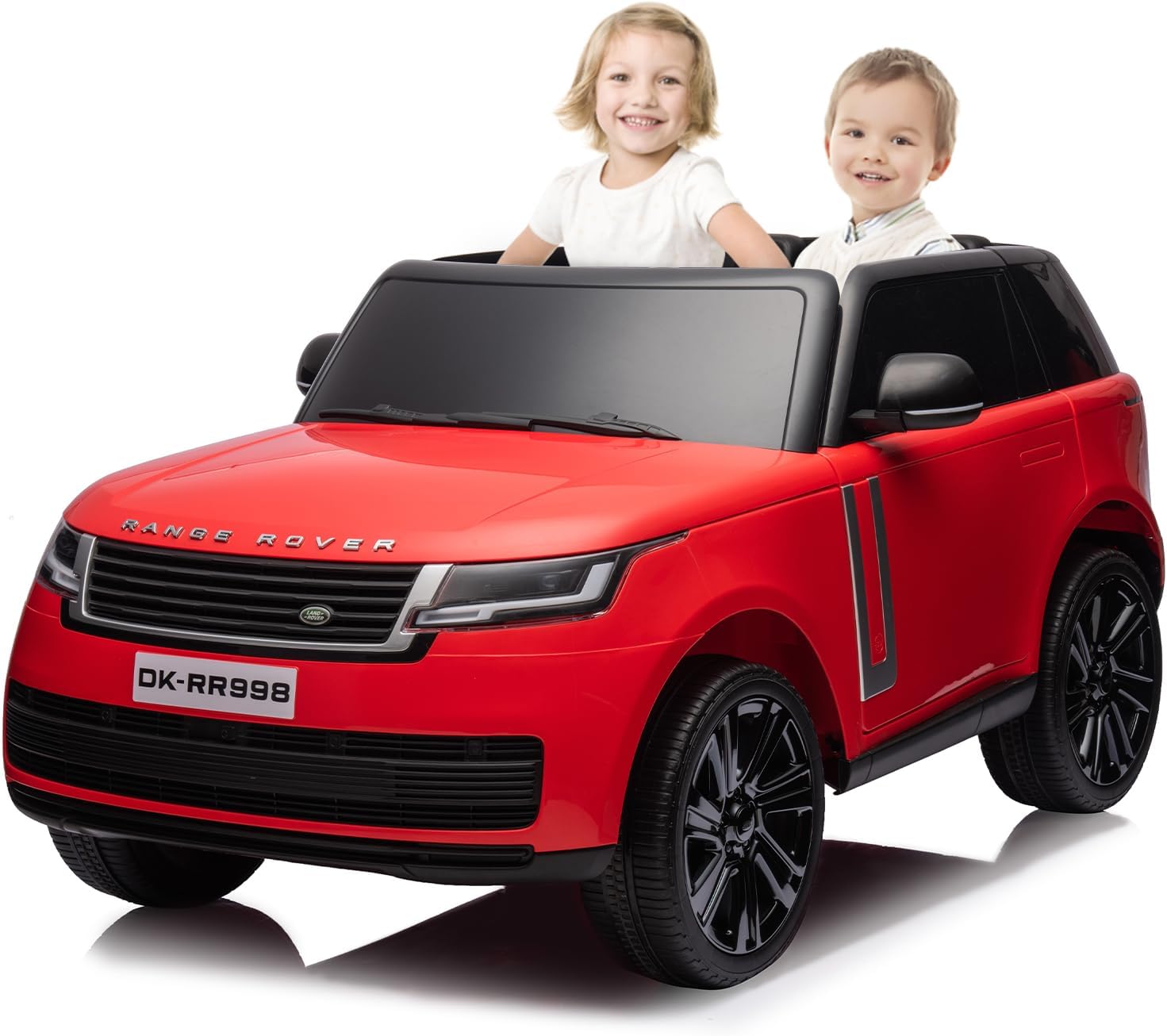 24V Officially Licensed Land Rover Ride On Car, Towallmark 2-Seater w/Parent Remote Control, 3 Speeds, Wireless Music, Spring Suspension, Led Lights, Electric Car for Kids Ages 37-95 Month, Red