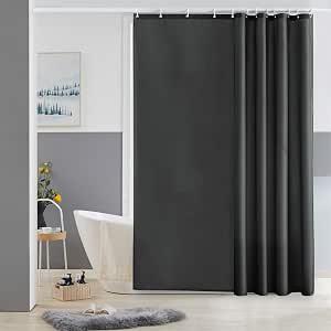 Tenda da doccia, anti-muffa e impermeabile, 100% poliestere, con bordo rinforzato e ganci, Grau, 180 x 200 cm