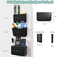 Vista 3 de Magnetic Remote Control Holder Wall Mount, 2 Pack TV Remote Holder Wall Mount, Magnetic Pen Holders for Refrigerator, Whiteboard Marker, Locker Negro