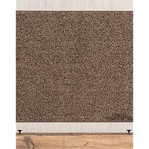 Custom Length Heavy Duty Residential Hallway Entryway Kitchen Floor Carpet Runner Rug | Slip Skid Resistant Rubber Backing, Brown, 26 inch x 4 feet, Doormat Cover