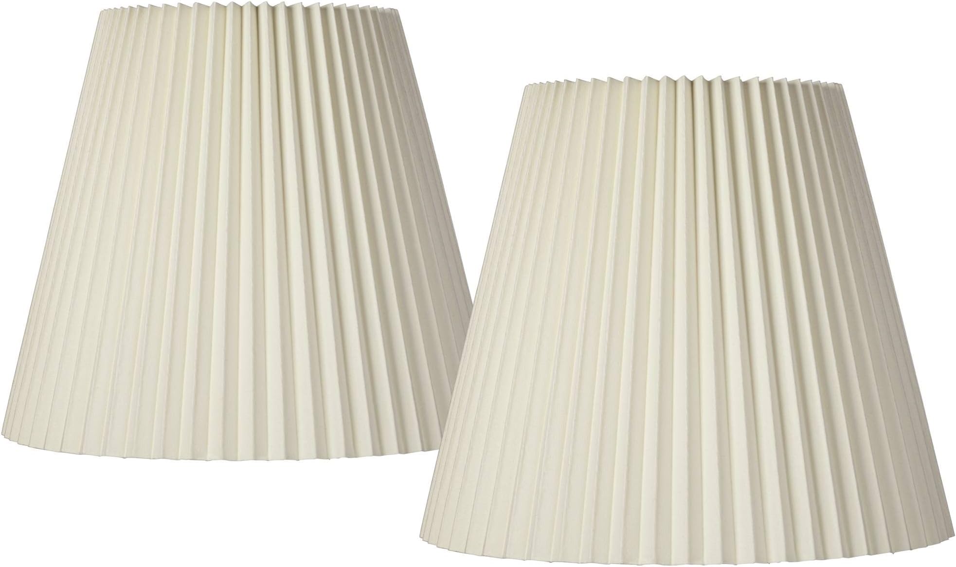Set of 2 Pleated Empire Lamp Shade (Pre-Assembled) s Ivory Large 10" Top x 17" Bottom x 14.75" High Spider with Replacement Harp and Finial Fitting - Springcrest