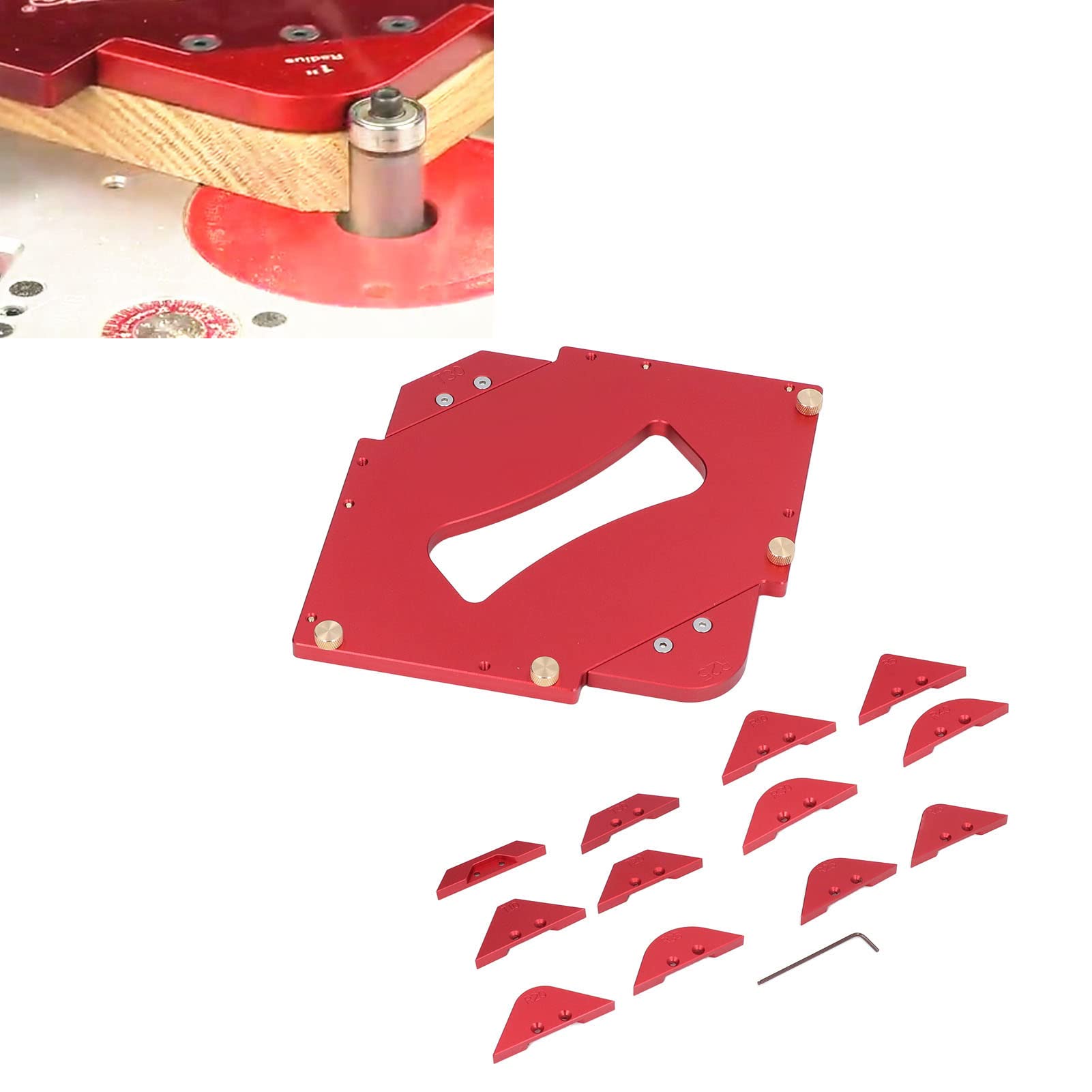 Frästisch-Ecklehre, Radius-Schablonen-Set aus Aluminiumlegierung, professionelle Holzbearbeitungswerkzeuge für Tischler, DIY-Kantenbearbeitung, 12 Vorlagen im Lieferumfang