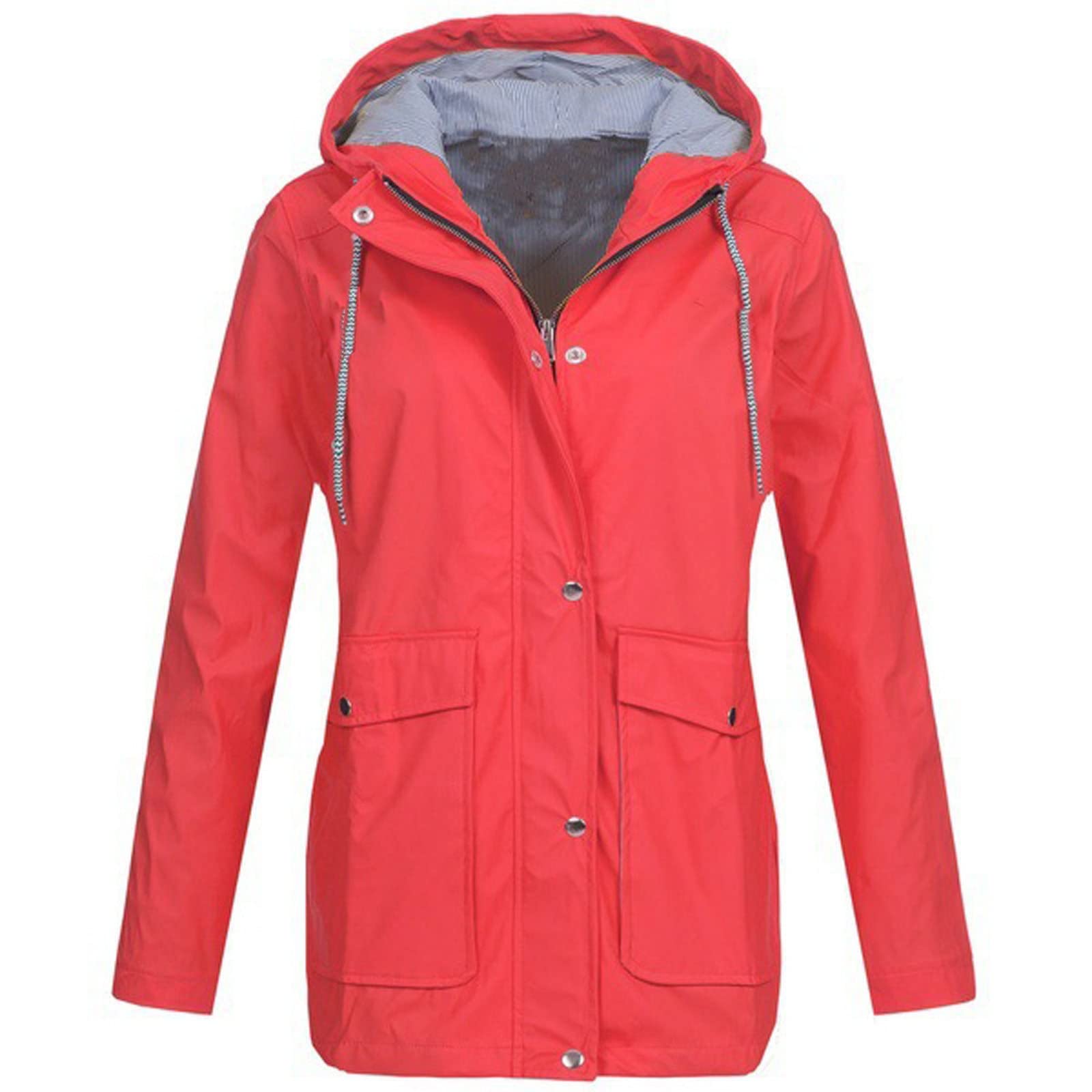 Womens Winter Coats, Women's Rain Jacket Outdoor Plus Waterproof Coat  Ladies Hooded Raincoat Windproof with Pockets Lady Solid Color Casual  Jackets