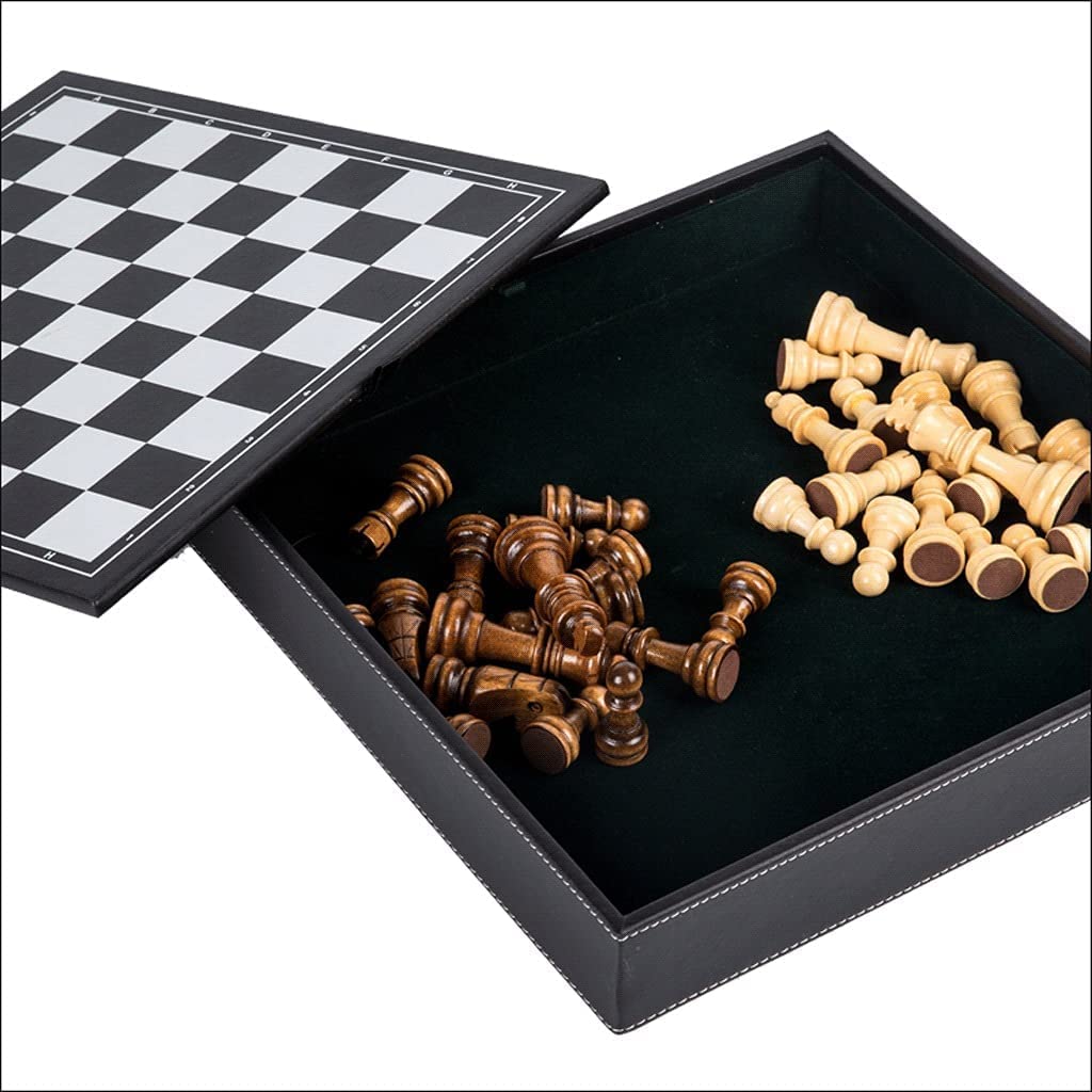 Juego Ajedrez Juego de Tablero ajedrez con MDF Juego Almacenamiento Piezas Madera Holandesa para Estrategia Familia