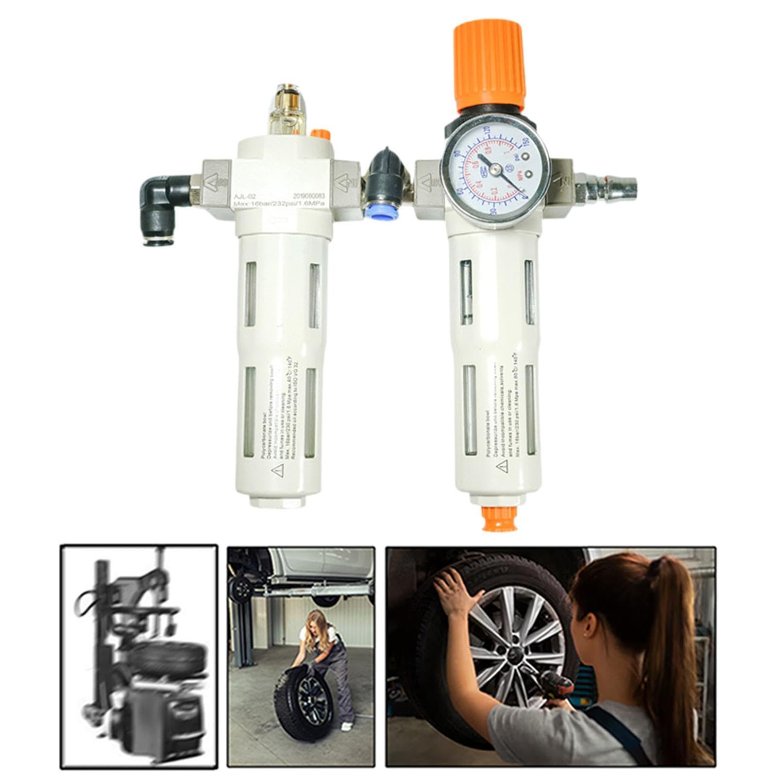 Separador de Aceite Y Agua Conector Medio Regulador de Presión para Desmontadora de Llantas Material Resistente Limpieza Sencilla Prolonga Vida Útil a, Conector Del Codo